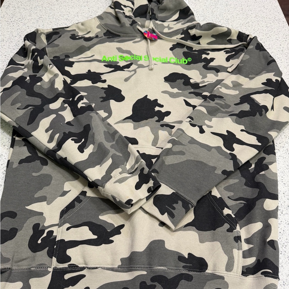 Anti Social Social Club Gray, Black and neon camouflage Hoodie